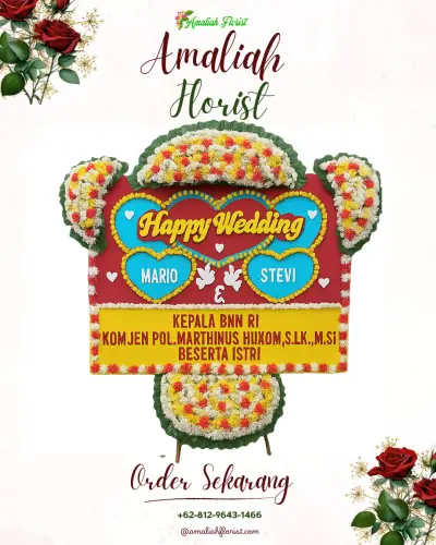 Karangan Papan Bunga Pernikahan di Muara